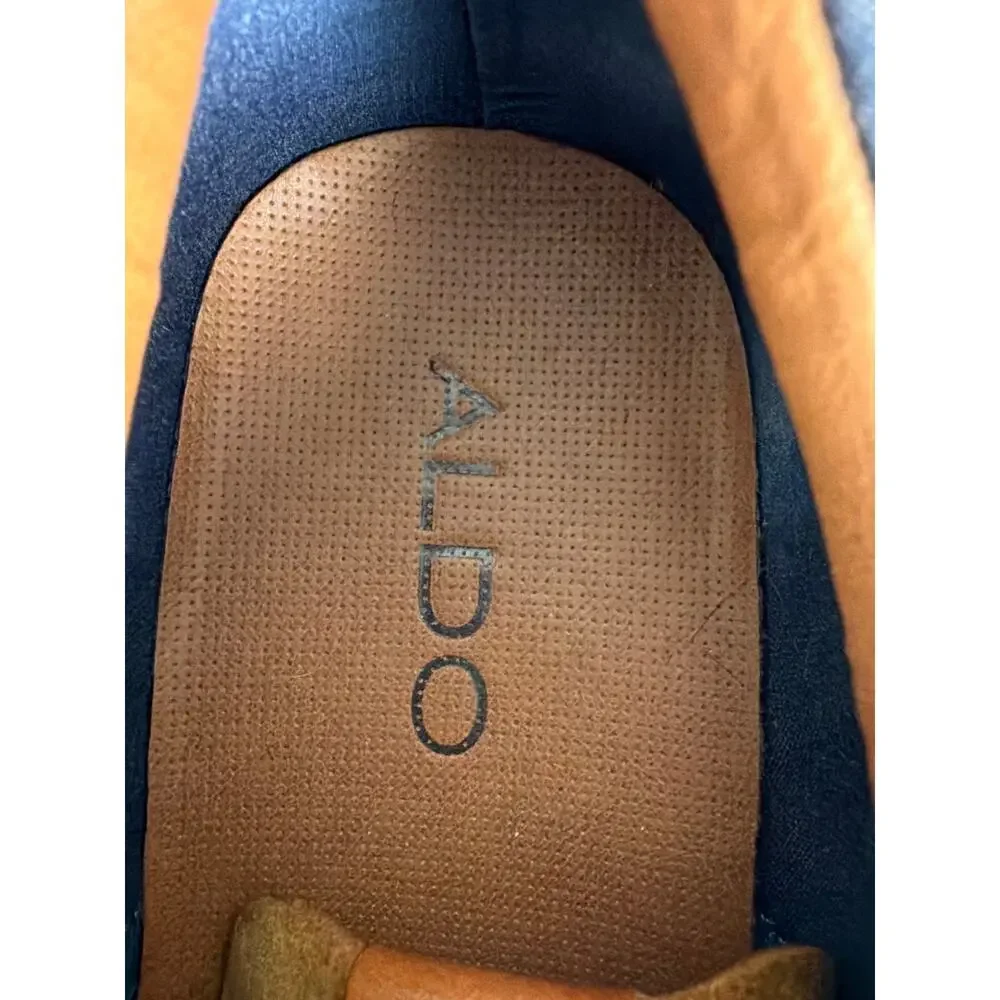 Aldo Men Blue Leather Casual Oxford Dress Shoes Sneaker Size 9